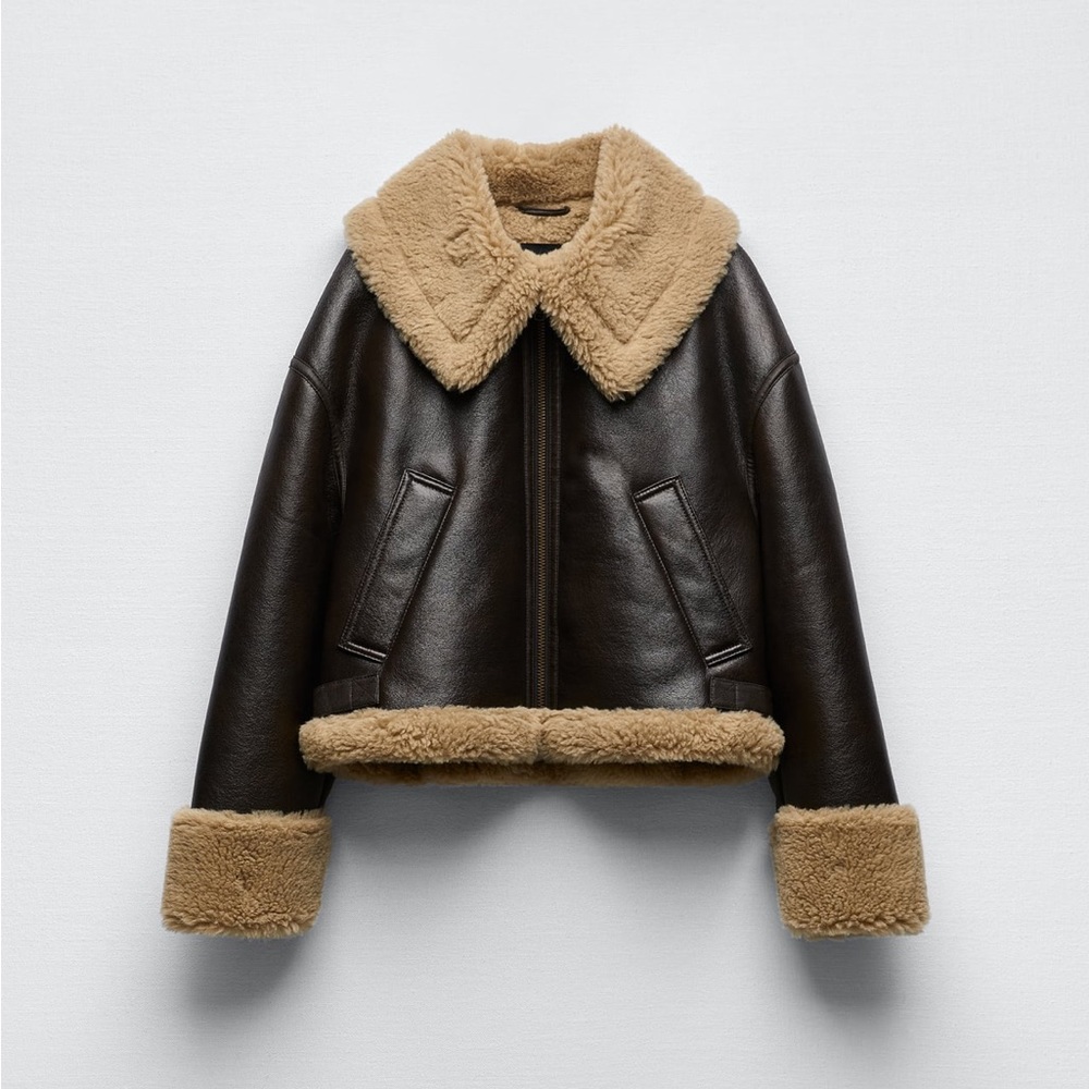 Zara ZW COLLECTION DOUBLE-FACED BIKER JACKET